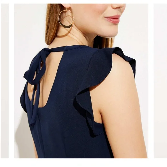 NWT LOFT navy shift dress flutter sleeve size 4 - Picture 2 of 6